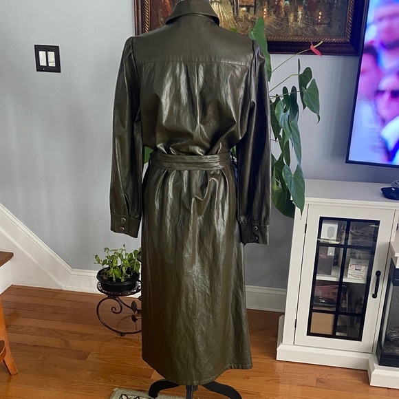 Zara Olive Green Belted Dress - Picture 8 of 14
